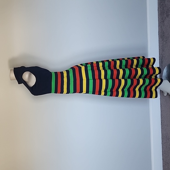 Butte Knit Vintage navy/green/orange/yellow stripe no sleeve maxi dress - Picture 3 of 7